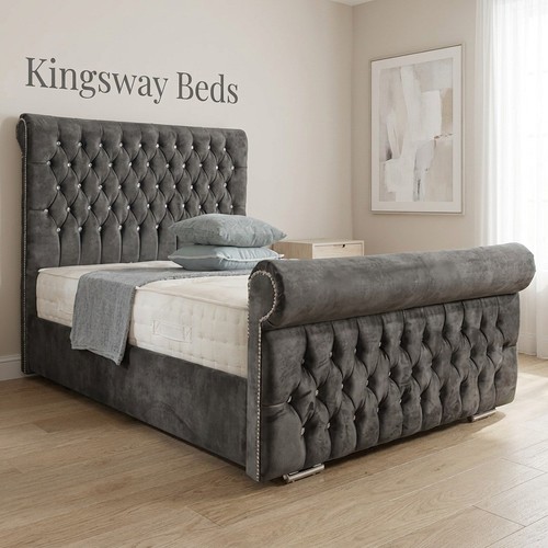 Double scroll sleigh bed - double,