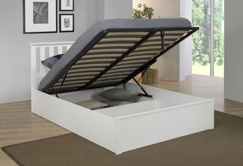 White wooden ottoman bed - wooden, 4ft6