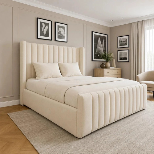 Winged panel bed frame plush - panel,