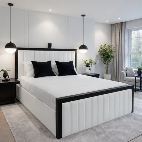 Luxury panelled bed - panelled, velvet