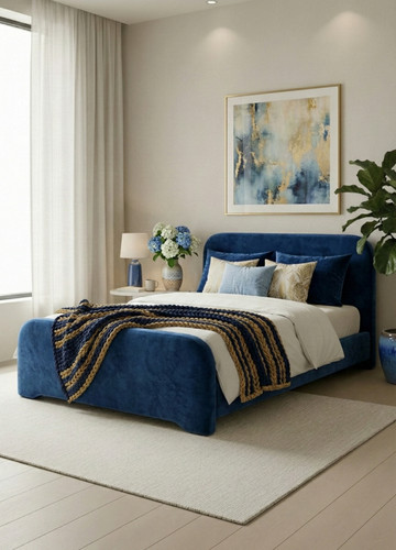 Plush velvet ottoman - plush, frame