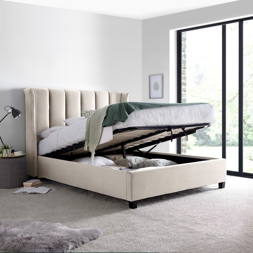 Aurora stone fabric ottoman - stone,
