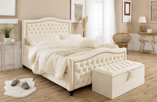 Velvet ottoman bed frame - bed,