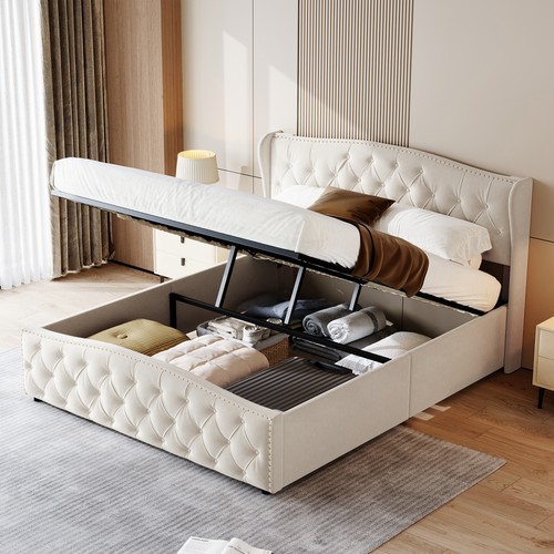 4ft6 velvet double ottoman - velvet,