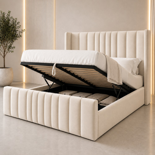 Luxury wingback panel ottoman - wingback,