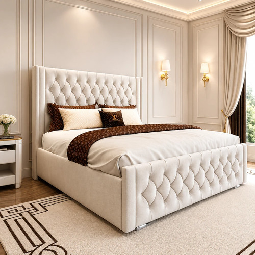 Winged panel plush velvet bed - velvet,