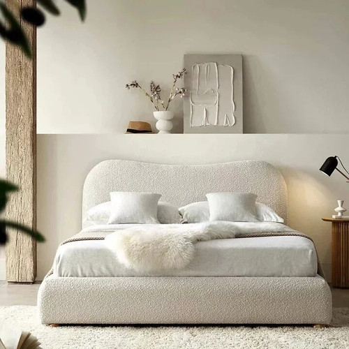 Ottoman boucle bed frame gas - ottoman,