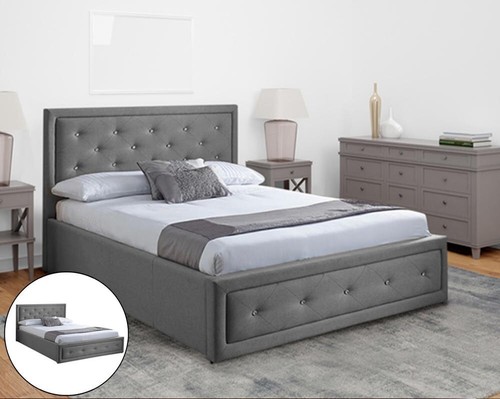 Grey fabric ottoman - grey, bed